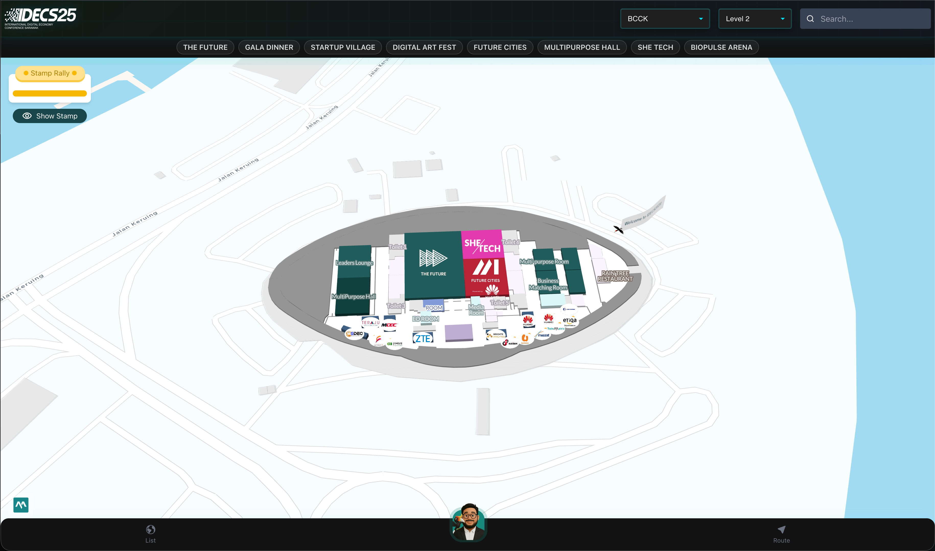 EventSphere 3D Expo Navigator interface